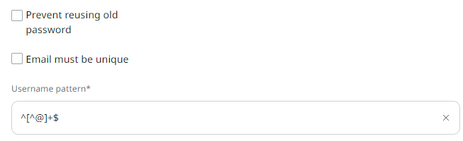 Setting a user name pattern